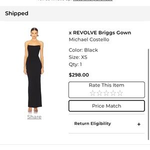 × REVOLVE Briggs Gown
Michael Costello
Color: Black